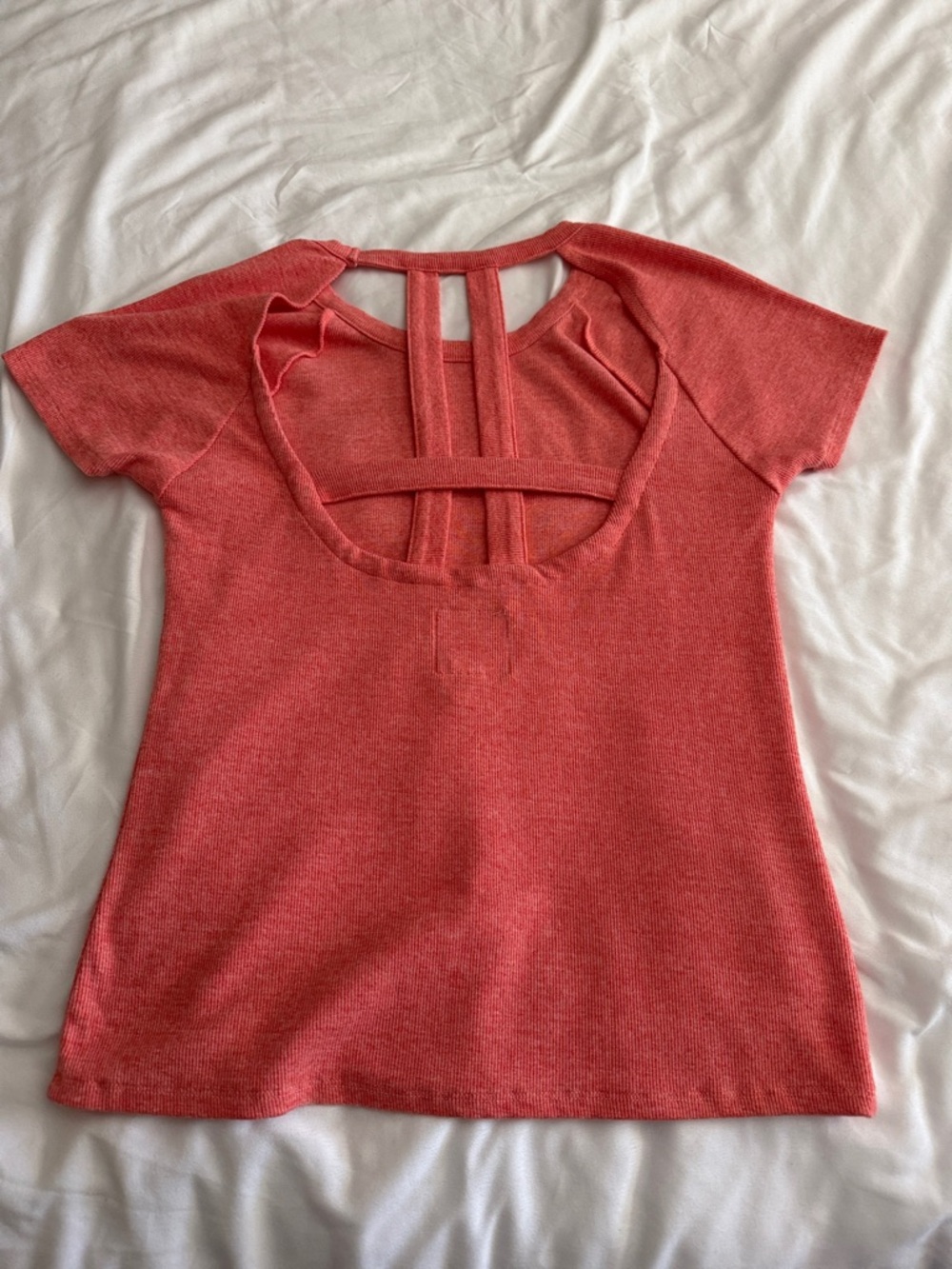 Chaser Women's Coral Cutout Back Short Sleeve Top NWOT